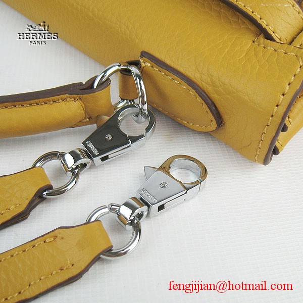 Hermes Kelly 32cm Togo Leather Bag Yellow 6108 Silver Hardware